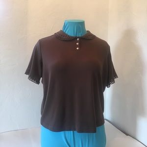 Blair Brown Blouse with Collar 2X